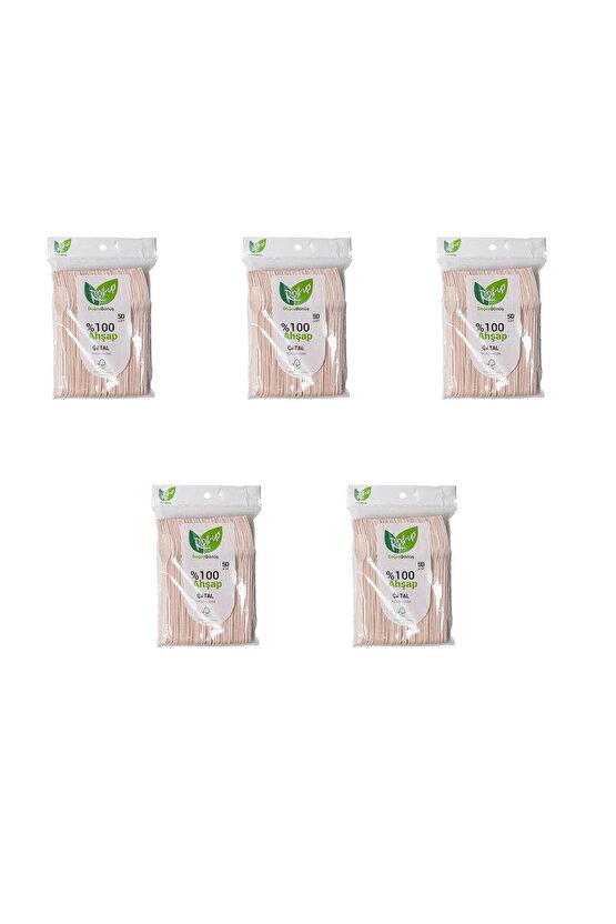 Doğaya Dönüş Ekolojik Doğal Doğa Dostu %100 Ahşap Çatal - 16 Cm. - 50li 5 Paket