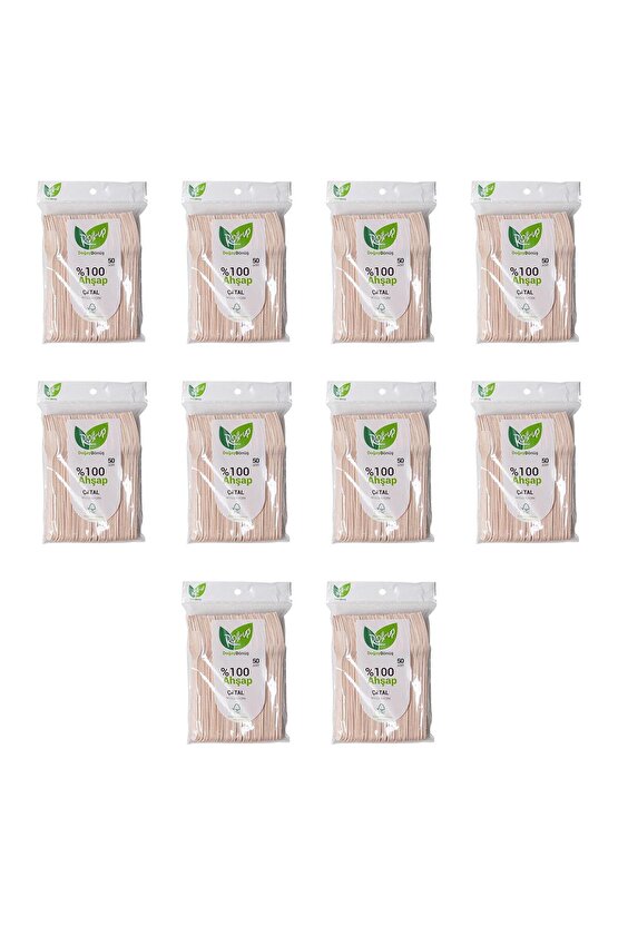 Doğaya Dönüş Ekolojik Doğal Doğa Dostu %100 Ahşap Çatal - 16 Cm. - 50li 10 Paket