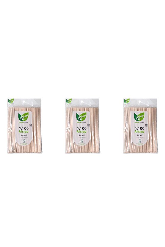 Doğaya Dönüş Ekolojik Doğal Doğa Dostu %100 Ahşap Bıçak - 16 Cm. - 50li 3 Paket