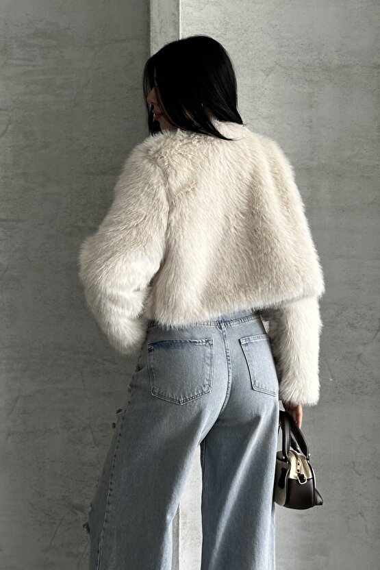 Kadın Crop Kürk Mont - Kısa Peluş Ceket - Kışlık Premium Kürk