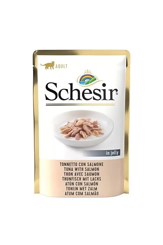 Jöleli Ton Balık Ve Somonlu Yetişkin Konserve Kedi Maması 85 gr