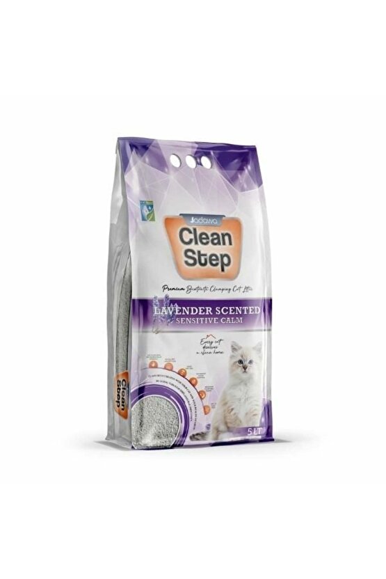 Clean Step Aktif Karbonlu Lavanta Kokulu İnce Taneli Topaklanan Bentonit Kedi Kumu 5 Lt - JDW-CS013