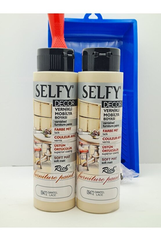 Selfy Decor 500 cc (750 gr) x 2 Adet Dantel Kendinden Vernikli Dolap Boyama Seti