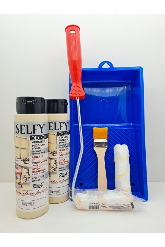 Selfy Decor 500 cc (750 gr) x 2 Adet Dantel Kendinden Vernikli Dolap Boyama Seti