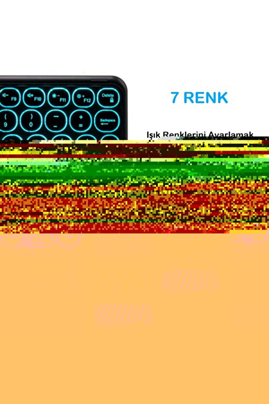 Apple iPad Mini 6.  5. Nesil Tablet İçin Uyumlu Şarjlı Touchpadli Yuvarlak Tuş RGB Bluetooth Klavye