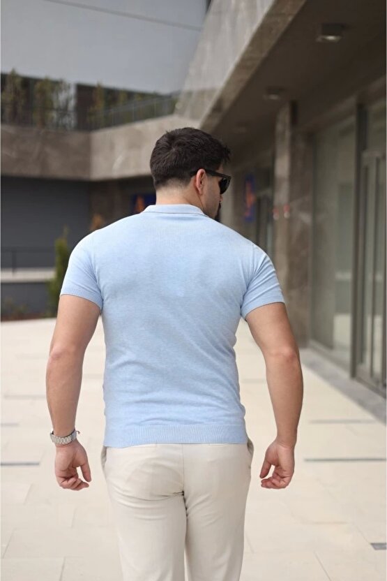 Erkek Polo Yaka Fermuar Detaylı Tişört