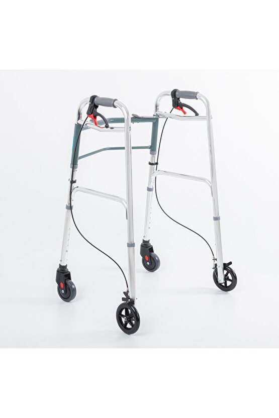 Comfort ultra lüx Frenli 4 Tekerli Hasta Alüminyum Tekerlekli Hasta Yürüteci Walker