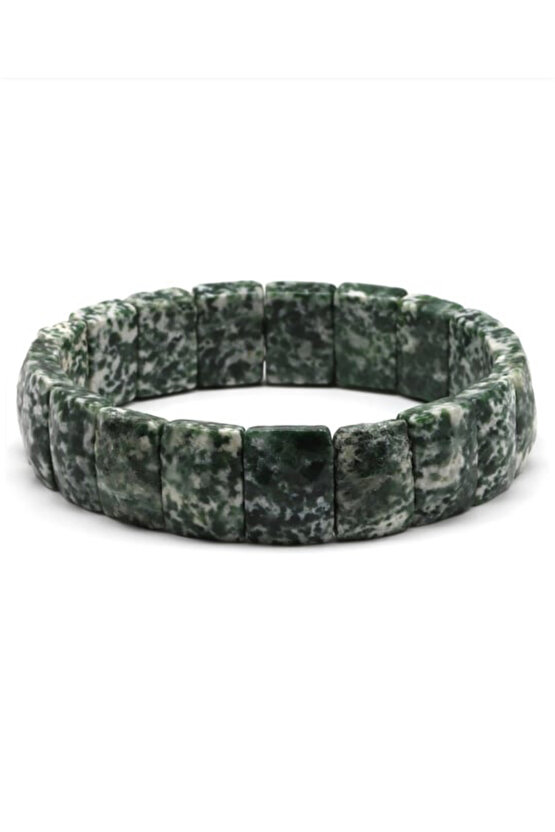 Orijinal Yosun Akik Doğal Taş Roleks Bileklik 11 x 15 mm