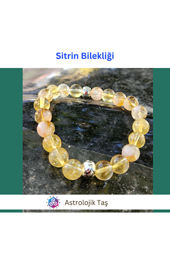Doğal Taş Sitrin Bileklik, Para Taşı, Enerji Taşı, Bereket Taşı