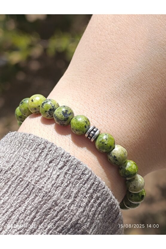 Yaşil Benekli Kuvars Doğaltaş Kadın ve Erkek Bileklik