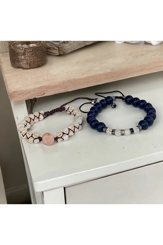 Doğaltaş Sevgililer Günü Çift Bileklik Onix&sitrin Taşı