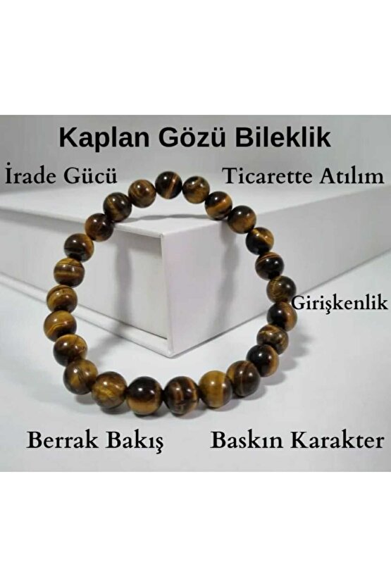 Sertifikalı Kaplan Gözü Doğaltaş Bileklik 8 mm