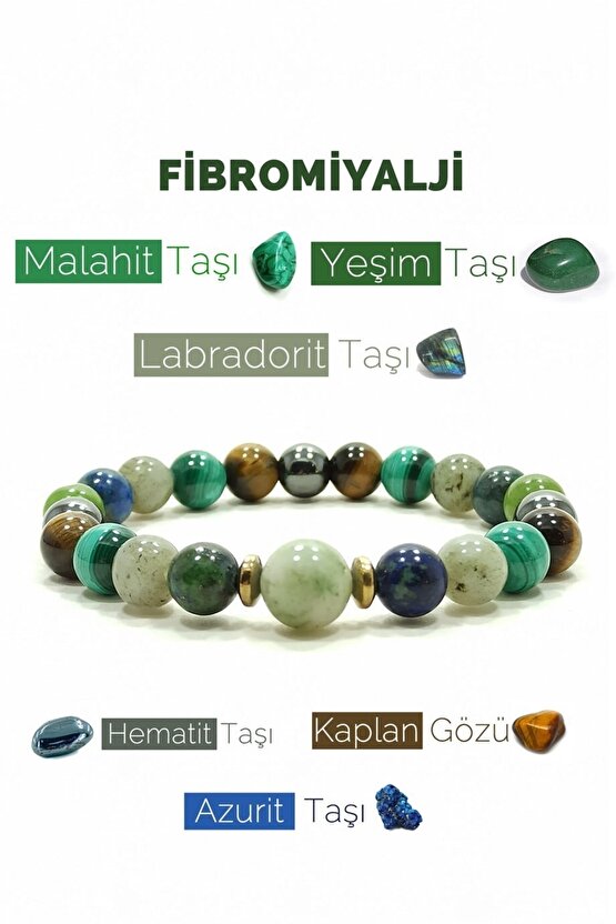 Fibromiyalji Bilekliği Malahit Yeşim Taşı Doğal Taş Bileklik Helsinki