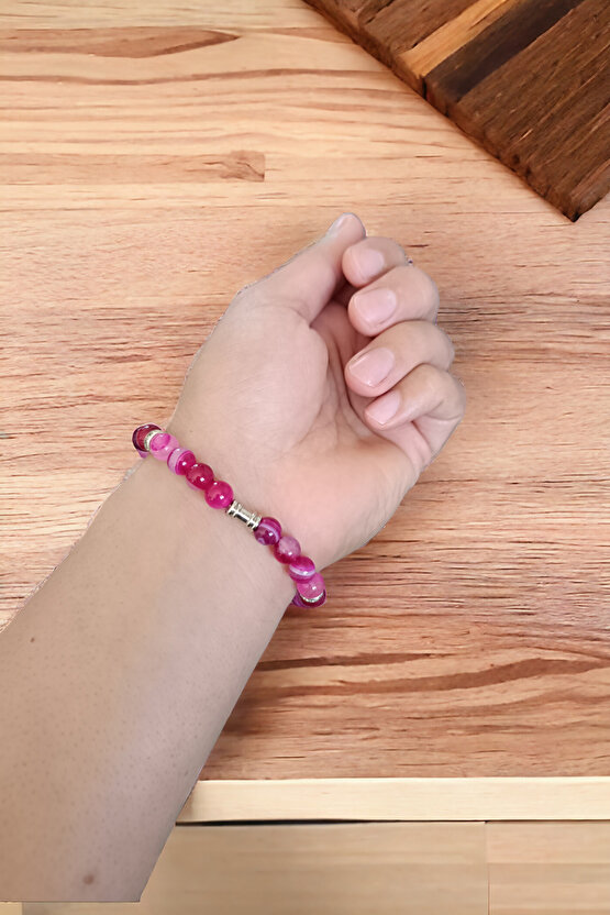 Akik Taşı Beyaz Rondela Orijinal Bileklik Kaliteli Doğal Taş Bileklik Renkli Bileklik