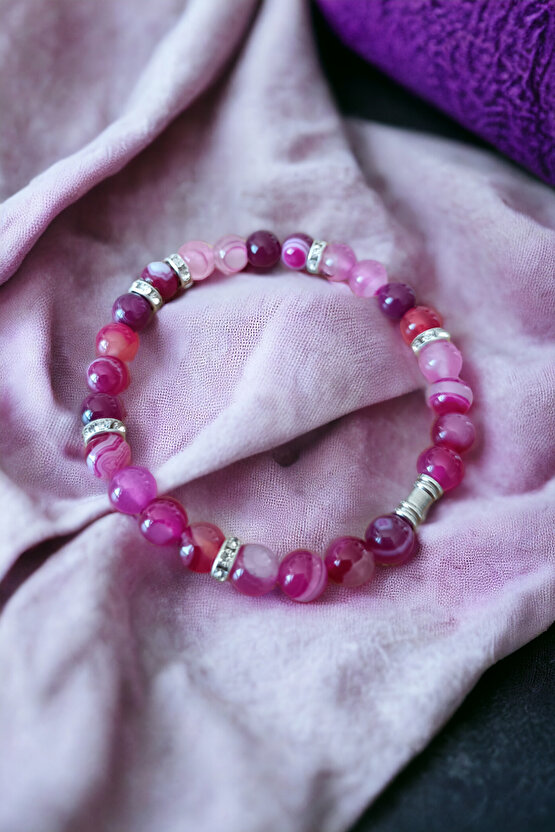 Akik Taşı Beyaz Rondela Orijinal Bileklik Kaliteli Doğal Taş Bileklik Renkli Bileklik