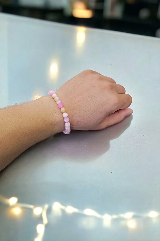 Ceyt Taşı Bileklik Açık Pembe Bileklik Kadın Bileklik Renkli Bileklik Gençlik Taşı İmparator Taşı