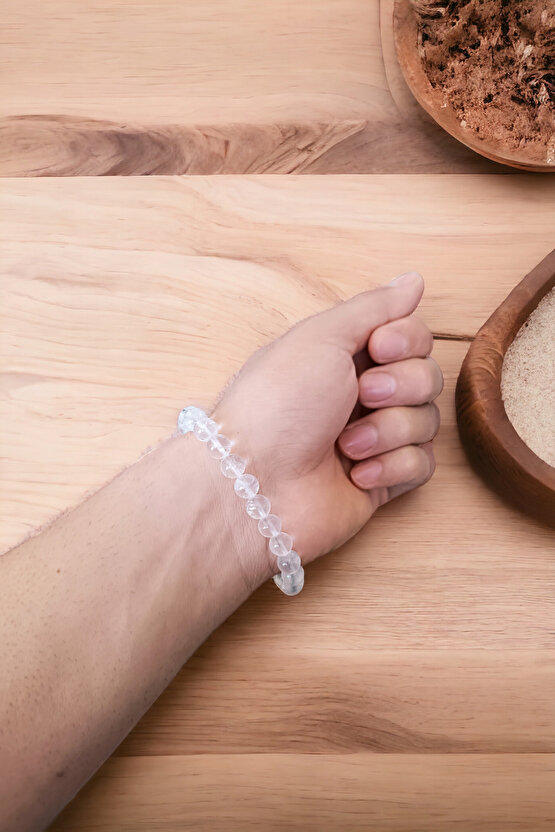 Kristal Kuvars Orijinal Gerçek Doğal Taş Bileklik Şeffaf Gerçek Doğal Taş Bileklik