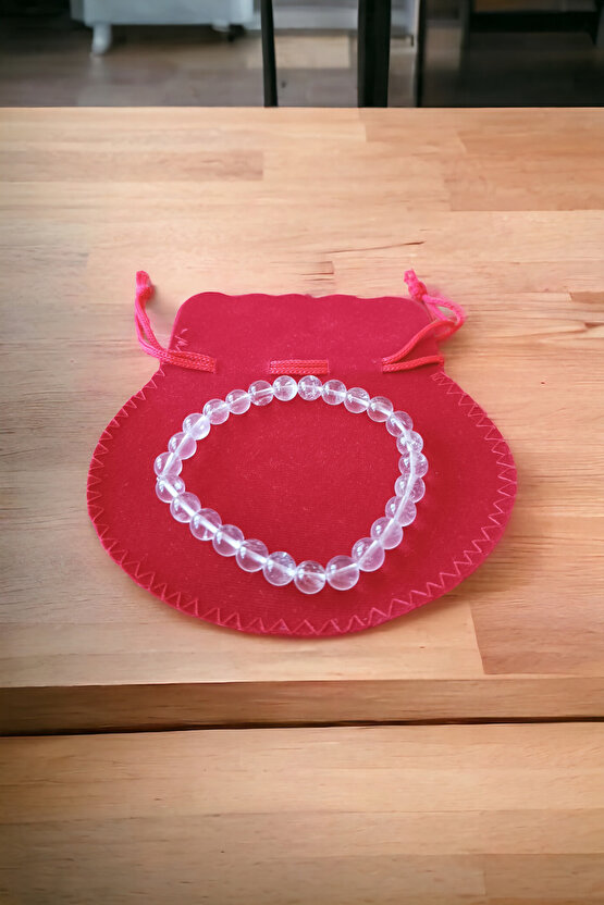 Kristal Kuvars Orijinal Gerçek Doğal Taş Bileklik Şeffaf Gerçek Doğal Taş Bileklik