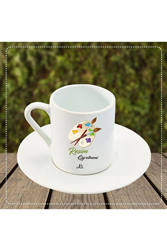 Resim Öğretmeni 2 Tasarımlı Türk Kahvesi Fincanı Kişiye Özel Hediye