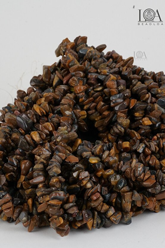 Kaplan Gözü Doğal Taş 100 Adet - Kolye Bileklik Aksesuarı- Doğal Taş Boncuk- Kırık Taş