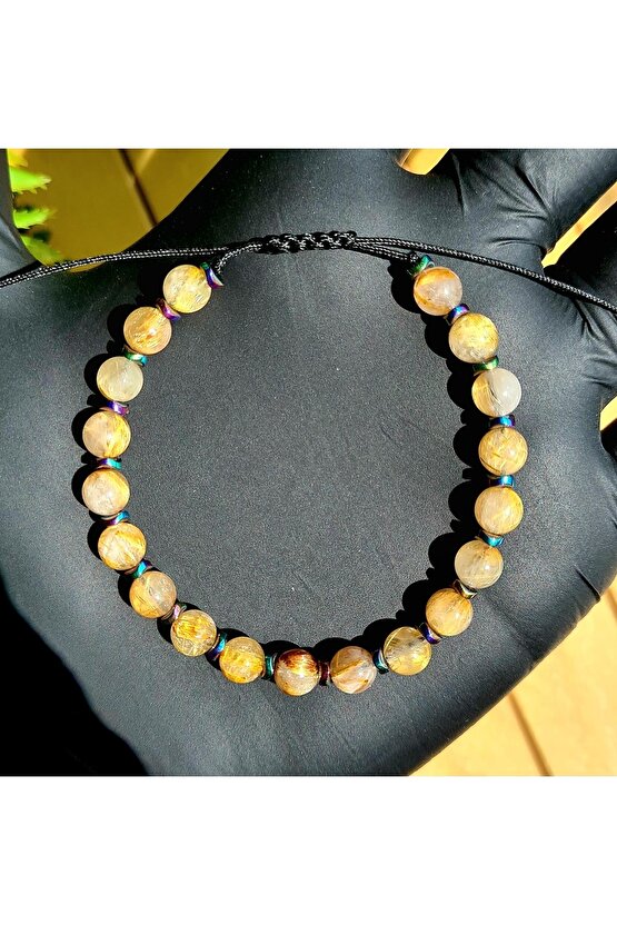 Altın Rutil Kuvars - Altın Rutilli Kuvars Doğal Taş Bileklik (el Yapımı Tasarım Ürünler)