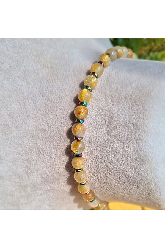 Altın Rutil Kuvars - Altın Rutilli Kuvars Doğal Taş Bileklik (el Yapımı Tasarım Ürünler)