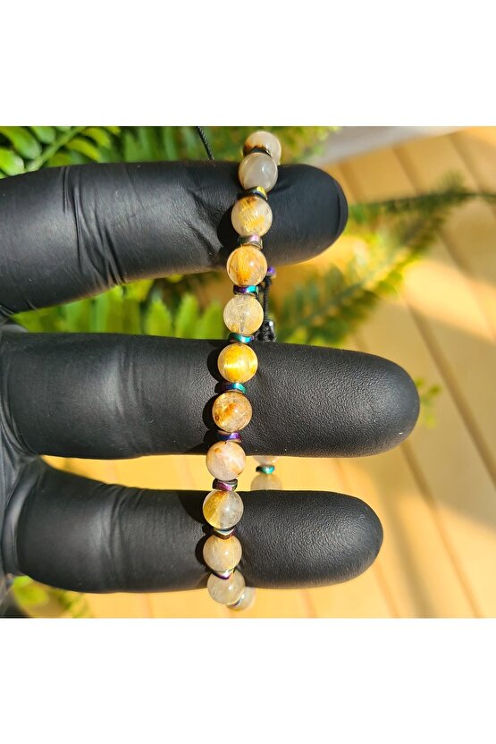 Altın Rutil Kuvars - Altın Rutilli Kuvars Doğal Taş Bileklik (el Yapımı Tasarım Ürünler)