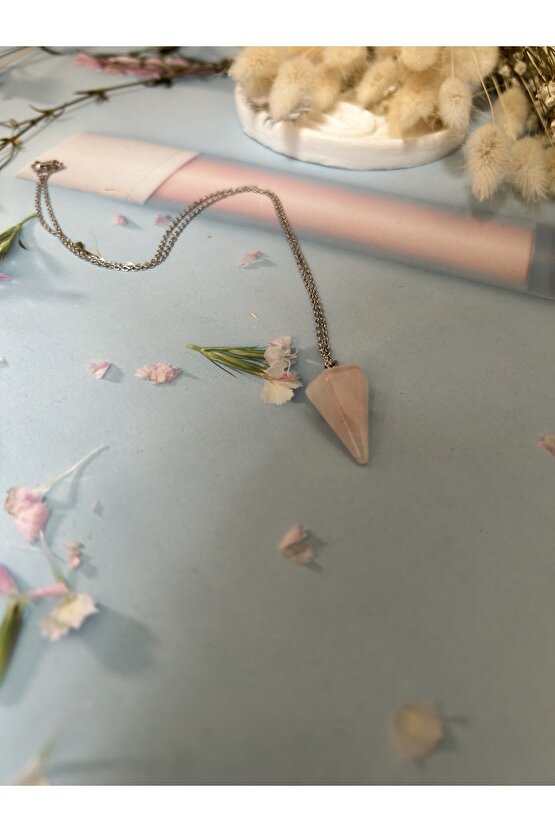 Pembe Kuvars Pandül - Iç Huzurun Ve Sevginin Taşı-%100 Orijinal