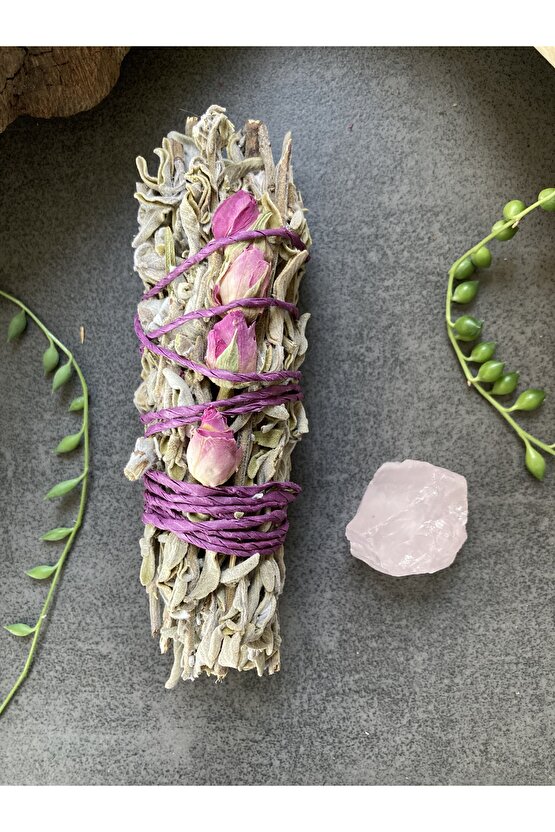 PEMBE KUVARS VE GÜLLÜ ADAÇAYI DEMETİ, ENERJİ TEMİZLEME, MEDİTASYON, SEVGİ RİTÜEL