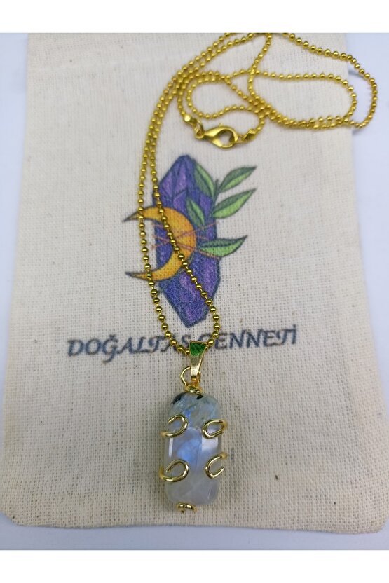 Ay Taşı A Kalite Altın Kaplama Kolye Ucu(sertifikalı)