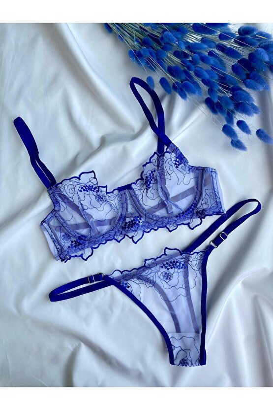 Navy Allure lacivert bralet takımı