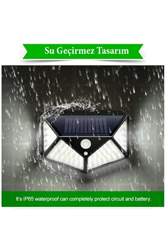 Enerjili Bahçe Lambası 100 Led 1li Paket Bahçe Aplik Bahçe Lambası Bahçe Aydınlatma