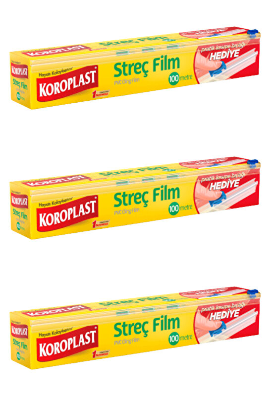 Streç film 100 metre (KESME BIÇAĞI HEDİYELİ! ) X3
