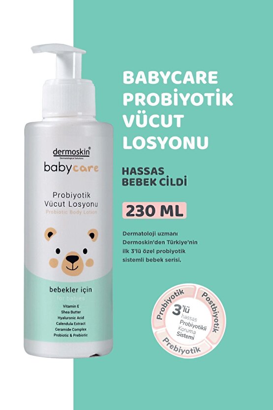 Babycare Probiyotik Vücut Losyonu | Bebek Vücut Nemlendirici Losyon | Hyaluronik Asit | 230 ml
