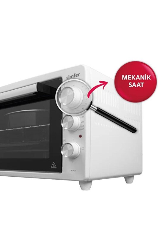 4552 Fırın Çift Camlı 45 l Beyaz Midi Turbo
