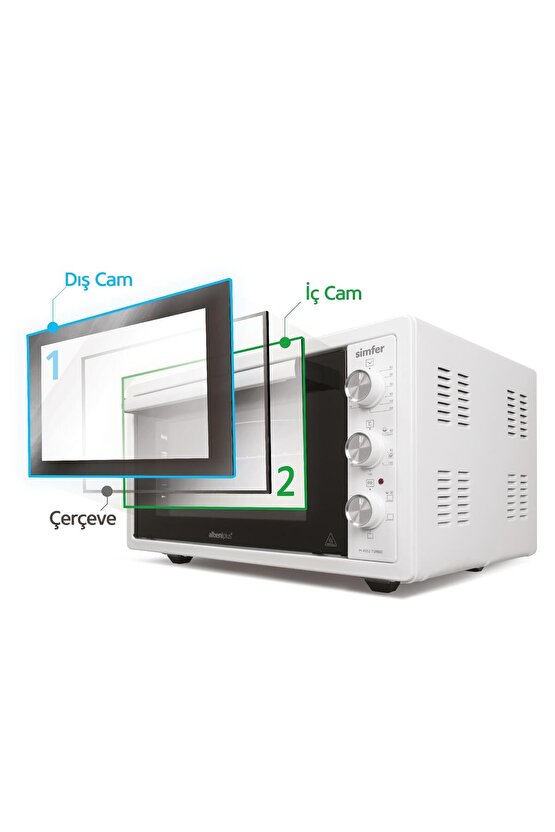 4552 Fırın Çift Camlı 45 l Beyaz Midi Turbo