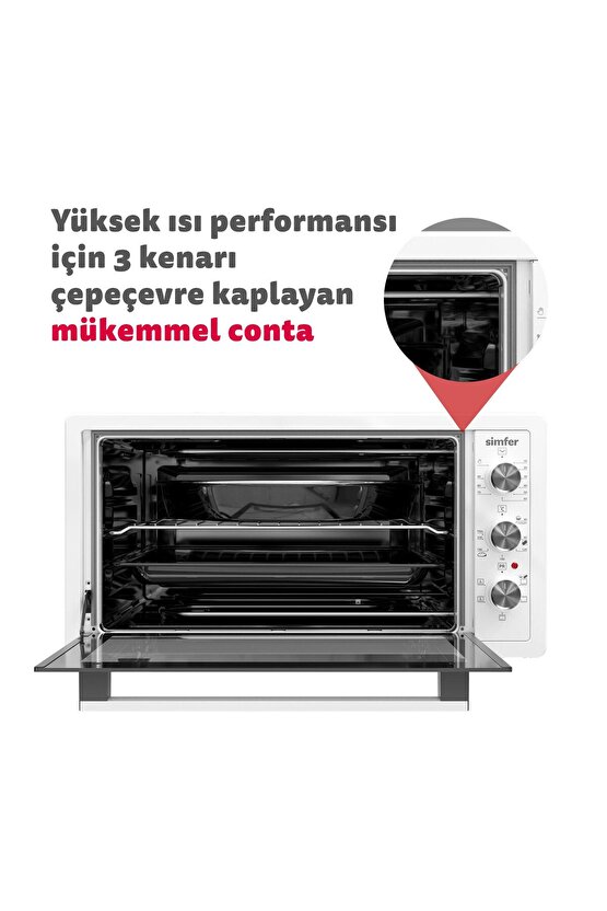 4552 Fırın Çift Camlı 45 l Beyaz Midi Turbo