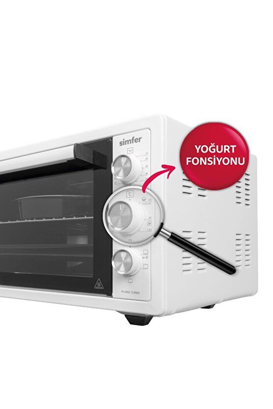 4552 Fırın Çift Camlı 45 l Beyaz Midi Turbo