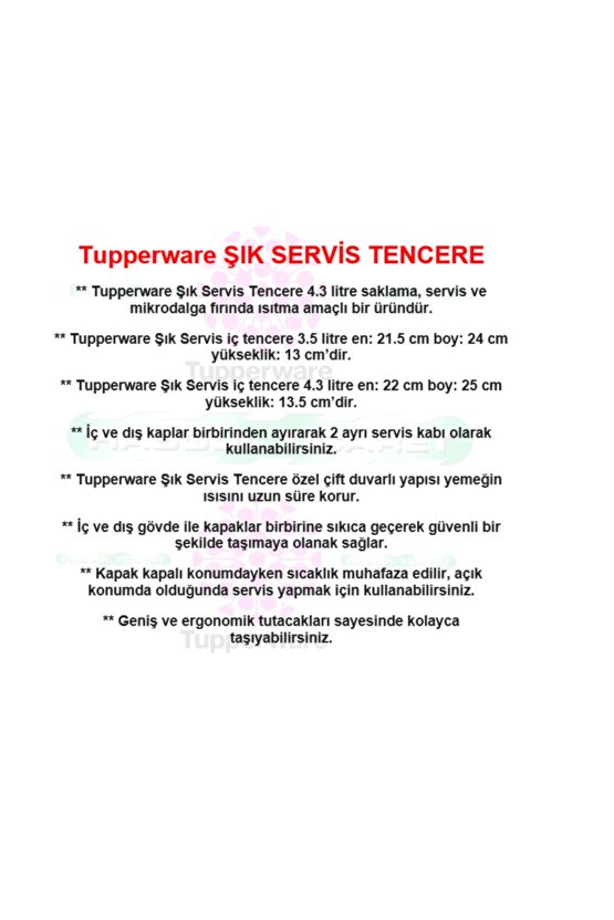 Şık Servis 4.3 lt Mikrodalga Fırın Isıtma Tenceresi