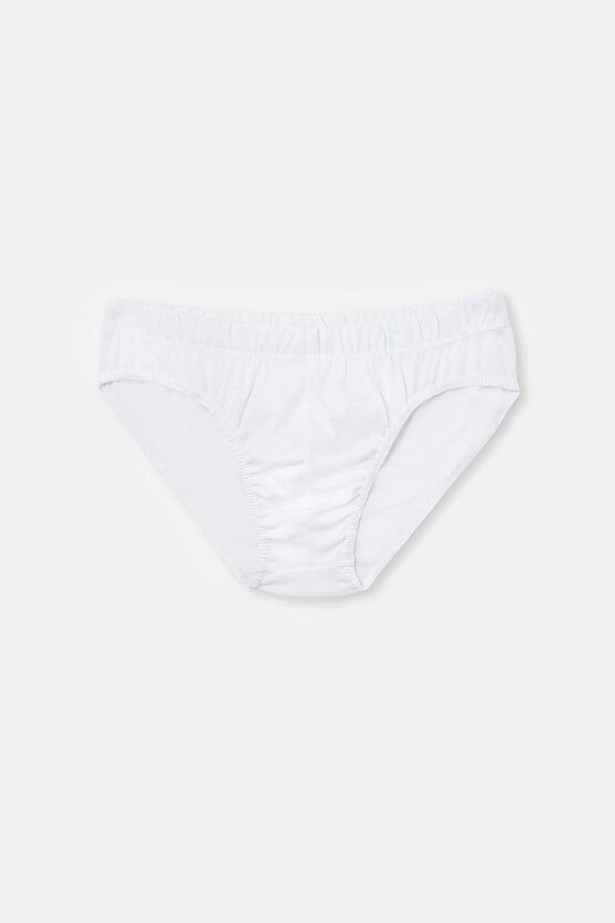 Beyaz Penye 2li Pamuklu Slip Külot