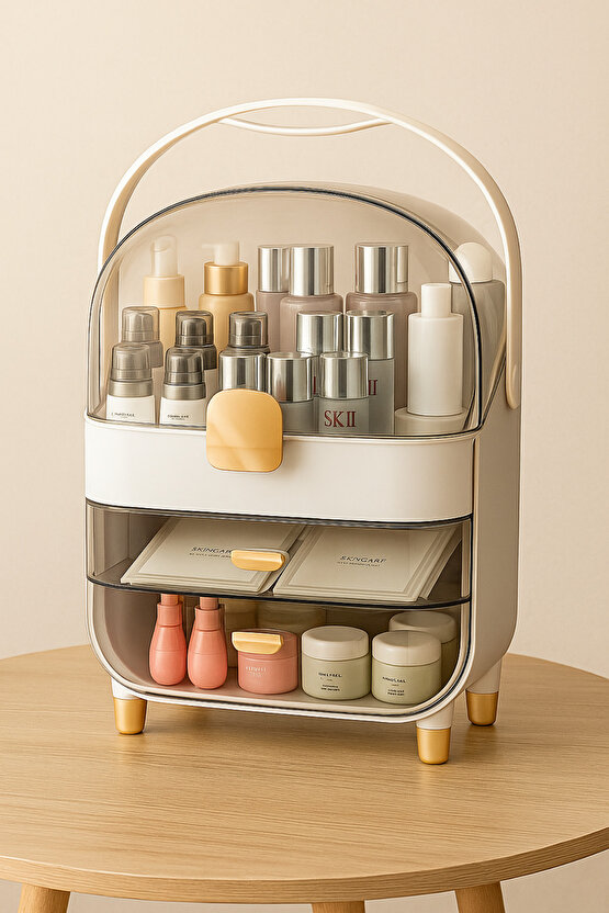 Büyük Kapasiteli Makyaj ve Kozmetik Organizeri Kapaklı, Çekmeceli, Taşınabilir Düzenleyici