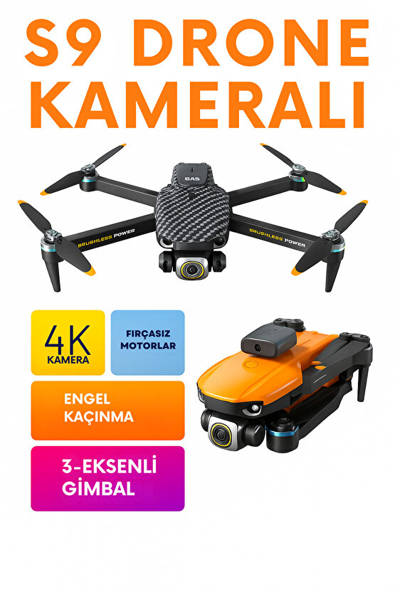 S9 Katlanabilir 4K Kameralı Drone – WiFi FPV Canlı Yayın, 360° Akrobatik Uçuş, Tek Tuş Kontrol