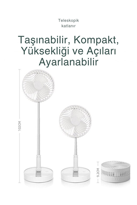 Yüksekliği Ayarlanır Sessiz Taşınabilir Katlanabilir Masaüstü Ayaklı Uzaktan Kumandalı Vantilatör