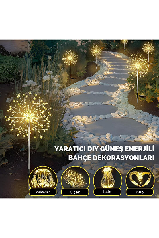 2li 120 Led Güneş Enerjili Bahçe Aydınlatma Teras Ağaç Balkon Dekorasyon 8 Mod 93 Cm Peri Işıkları