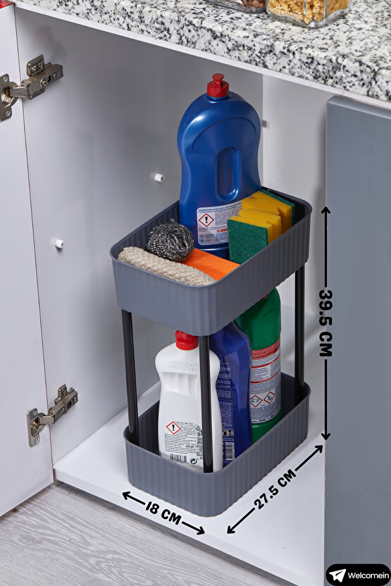 EASY 2 KATLI ÇOK AMAÇLI RAF BANYO VE MUTFAK ORGANİZER DÜZENLEYİCİ (Tekerleksiz) Çift Katlı