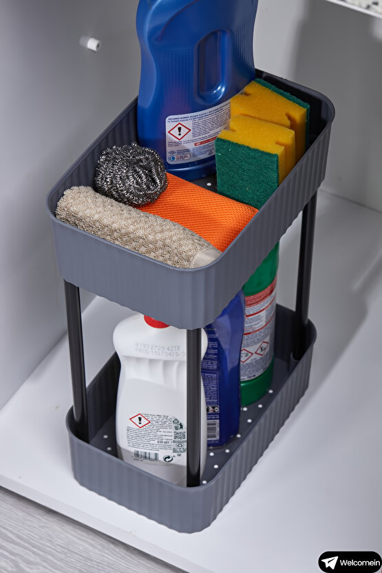 EASY 2 KATLI ÇOK AMAÇLI RAF BANYO VE MUTFAK ORGANİZER DÜZENLEYİCİ (Tekerleksiz) Çift Katlı