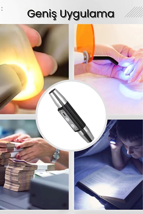 Profesyonel Şarjlı Çift Uçlu 6 Işıklı 20W 500 Lümen UV El Feneri