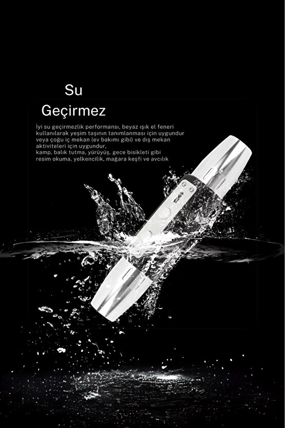 Profesyonel Şarjlı Çift Uçlu 6 Işıklı 20W 500 Lümen UV El Feneri