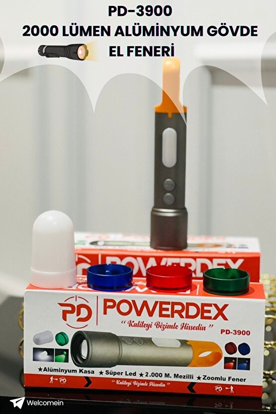 Pd-3900 Ultra Parlak COB Led 9 Modlu Askılı Şarjlı El Feneri