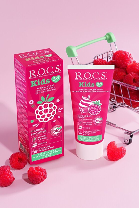 Kıds 3-7 Yaş Ahududu Smoothıe Tadında Florürsüz Diş Macunu 45g
